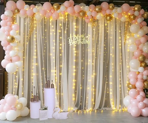 Telón de tul champagne 3x3 m con luces para fiestas miniatura 4