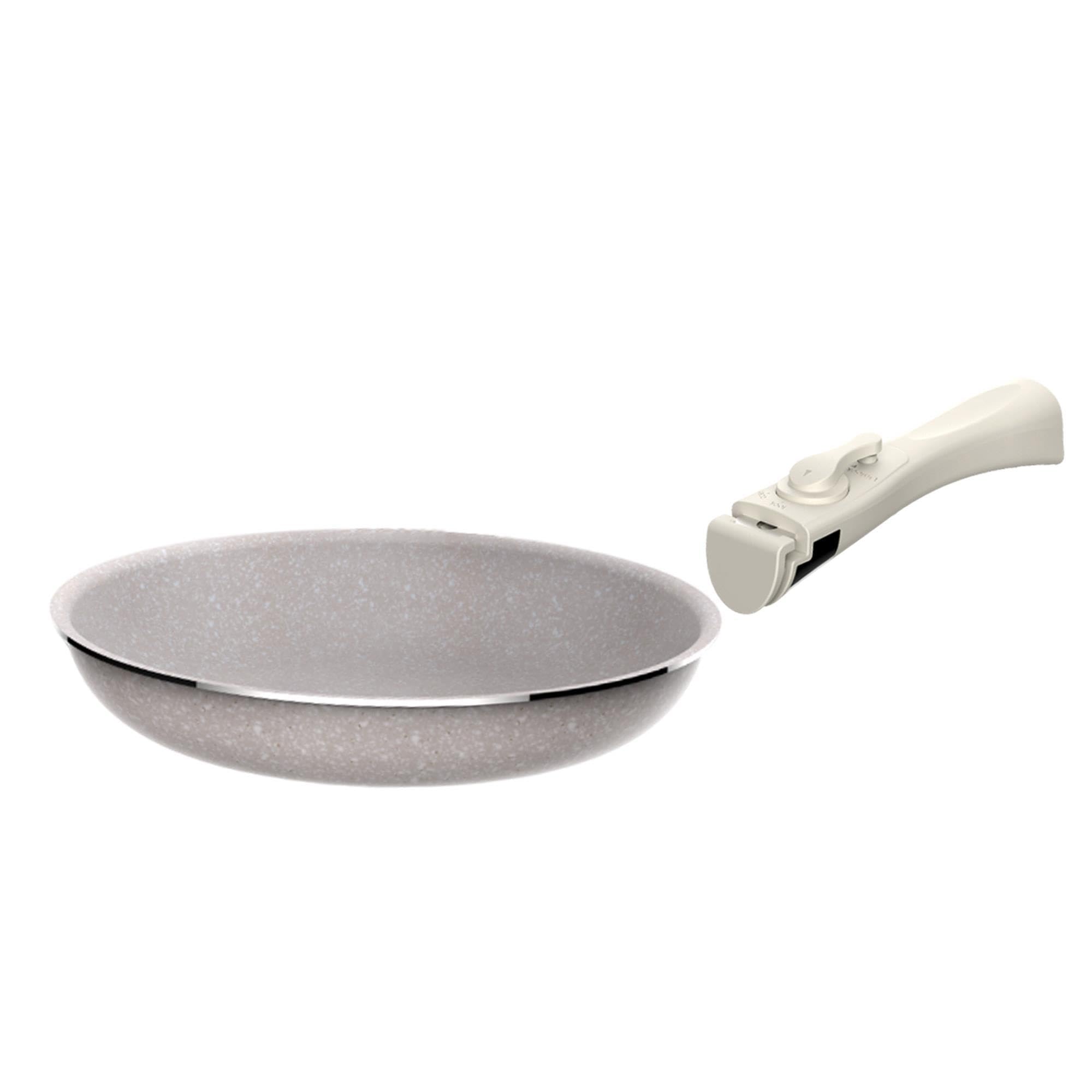 Juego de 2 Sartenes Ø24Ø28cm en aluminio prensado con revestimiento ILAG + Mango extraíble Click&Cook, Apto inducción, antiadherentes, sin PFOA, apto lavavajillas y horno