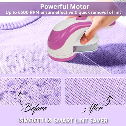 Image of TEQO Lint Remover| Lint Remover for Clothes|Fabric Shaver Rechargeable|90 Minutes Run Time in A Single Charge | Wool Sweaters, Clothing, Shirts, Jackets (Purple)