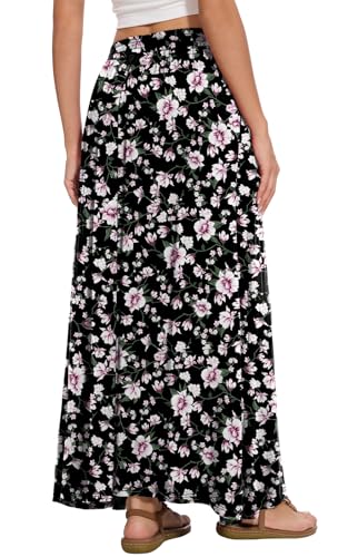 Image of Womens Maxi A-line Long Skirt Casual 2026 Elastic High Waist Flowy Skirts with Pockets