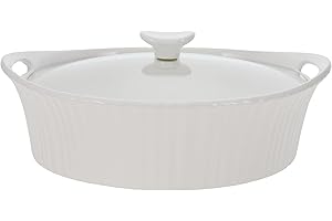 CorningWare French White 2.5-Quart Oval Casserole Dish with Glass Lid