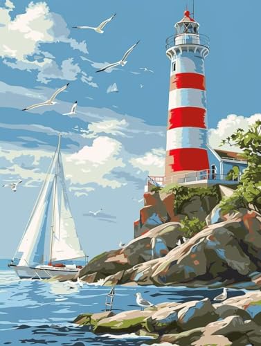 Peinture Diamant Phare pour s'évader et décorer son salon en 100x130
