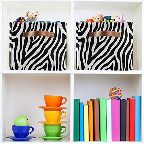Storage Basket Abstract Animal Zebra Print Storage Cube Box Durable Canvas Collapsible Toy Basket Organizer Bin With Handles For Shelf Closet Bedroom Home Office #TOP6