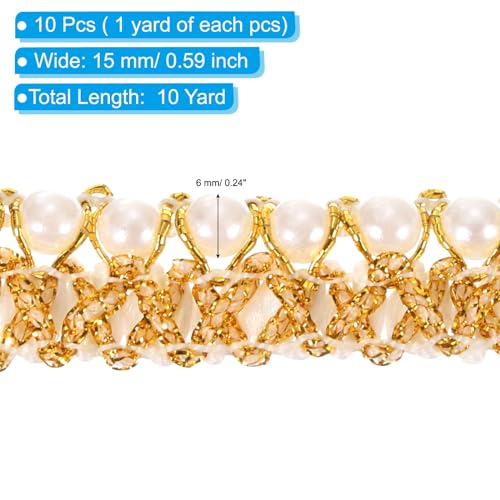 PATIKIL 10 Yard Faux Pearls Lace Ribbon - Image 2