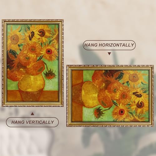 Image of FJXMFRAME 13x19 Picture Frame Gold Vintage Picture Frames Wood | Shatter-resistant Plexiglass, Wall Hanging
