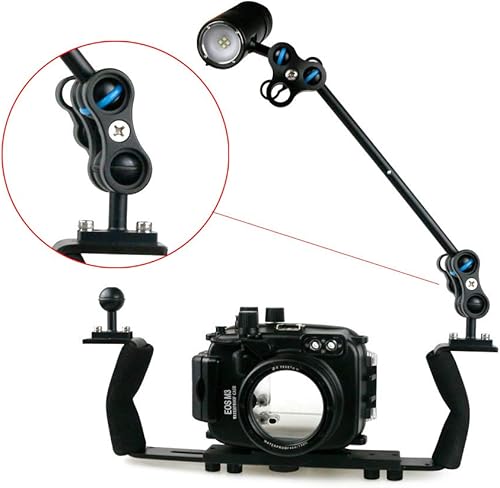 Miniatura 6 de Seafrogs - Abrazadera de aleación de aluminio, soporte de rótula, soporte de dos secciones, accesorio esencial de buceo, combinación de luz,