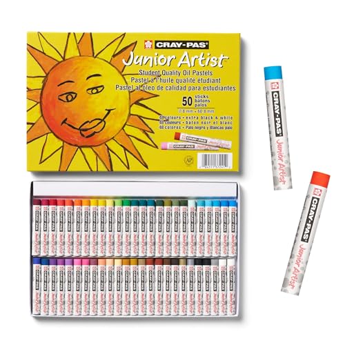 SAKURA Cray-Pas Junior Artist Oil Pastels 50 Count (Pack of 1) Colors may vary