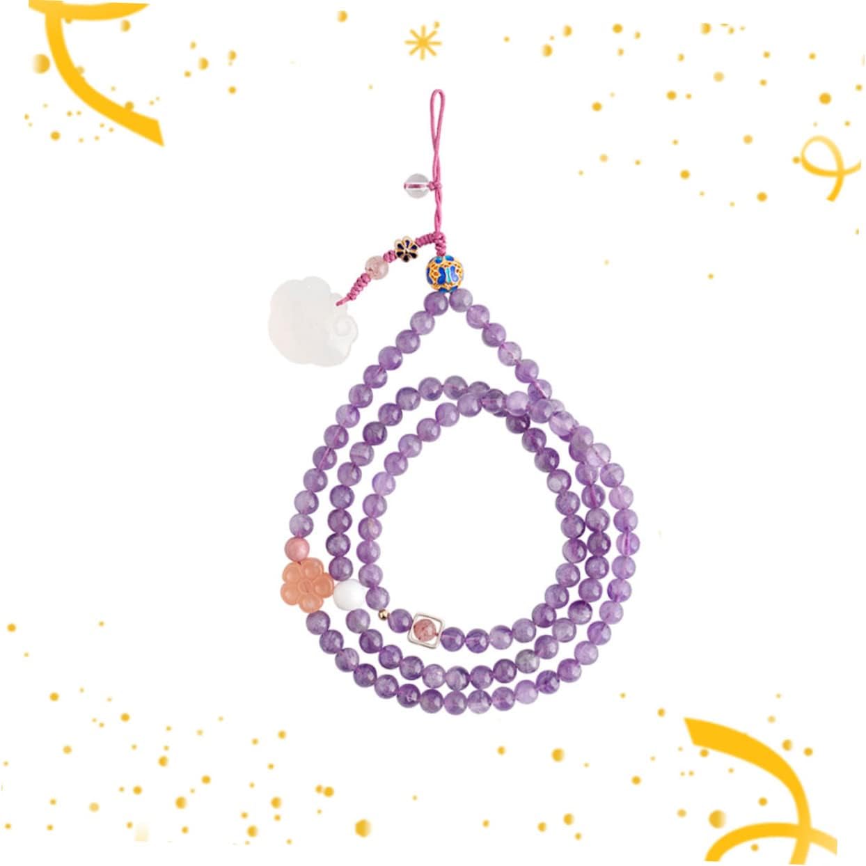Luxurious Natural Amethyst Lanyard for Phone Cell Phone Lanyards Chain for Women Fashion Phone Cord