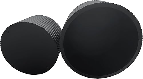 Miniatura 32 de Juego de 2 mesas de centro anidadas, mesas de café redondas de nogal, mesa redonda de madera moderna y mesa auxiliar para espacios pequeños,