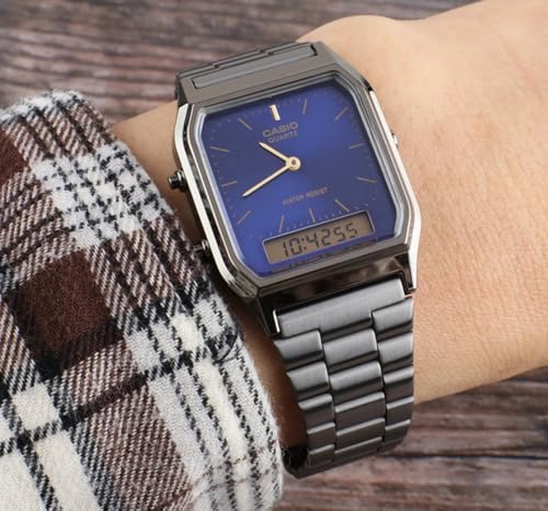 Image of Casio Analog-Digital Fashion Quartz Mens Vintage AQ-230GG-2A, Gray, 38.8x29.8x8.1mm, Formal