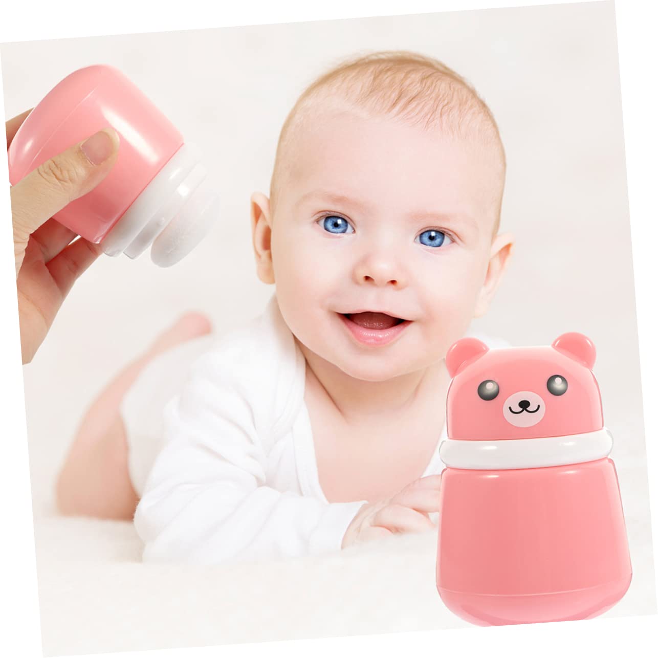 Mipcase Loose Powder Bottle Set 3pcs Bear Shaped Baby Powder Puff Containers Safe for Sensitive Travel Size