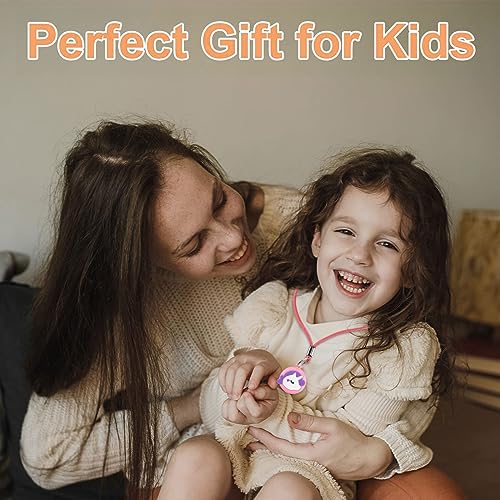 RYMAUP® 2 Stück AirTag Kette Kinder, Bequeme und Verstellbare Silikonhülle, Kinderfreundliche AirTag Halskette, für Apple AirTag GPS Tracker, Ideal für den Alltag (Rosa, Gelb)