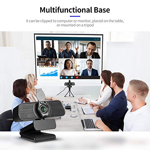 Andoer Câmera de web de foco manual de webcam 2K USB com capa de privacidade Microfone de redução de