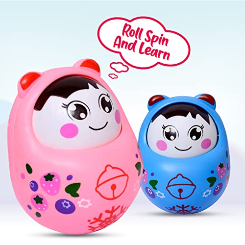 Image of Wembley Roly Poly Push and Shake Wobbling Bell Sounds Tumbler Doll Toy for 3 Months & Above (Pack of 1) ISI Certified (Pink)