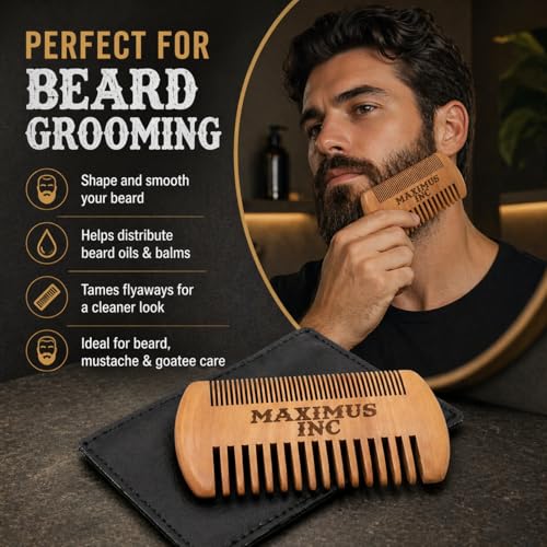 Peine de bambú antiestático para barba y cabello miniatura 4