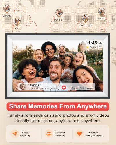 Image of Frameo 15.6 Inch Smart WiFi Digital Picture Frame | 1080P HD IPS Touch Screen Digital Photo Frame, Wall Mountable, Instantly Share Photos & Videos via Frameo App from Anywhere