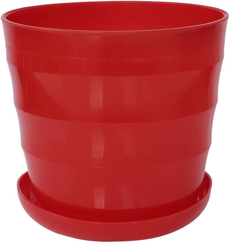 uxcell Plastic Round Shape Home Garden Office Plant Planter Flower Pot Yellow