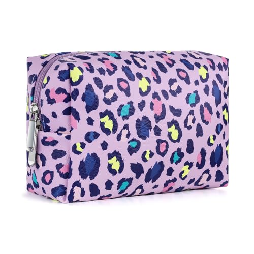 Vipdeal Purple Kids Makeup Bag For Girls, Travel Cosmetic Bag For Teens Girls Cute Small Makeup Bag for Purse Zipper Pouch, Leopard Cheetah