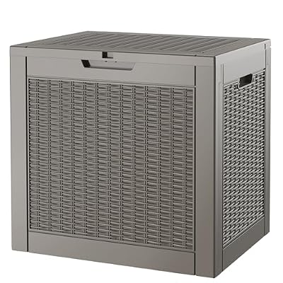 GULAIMOAO Outdoor Storage Box, 32 Gallon Deck Box with Lockable Lid, Waterproof Resin Storage Bin for Patio Furniture, Garden Tools, Cushions, Grey
