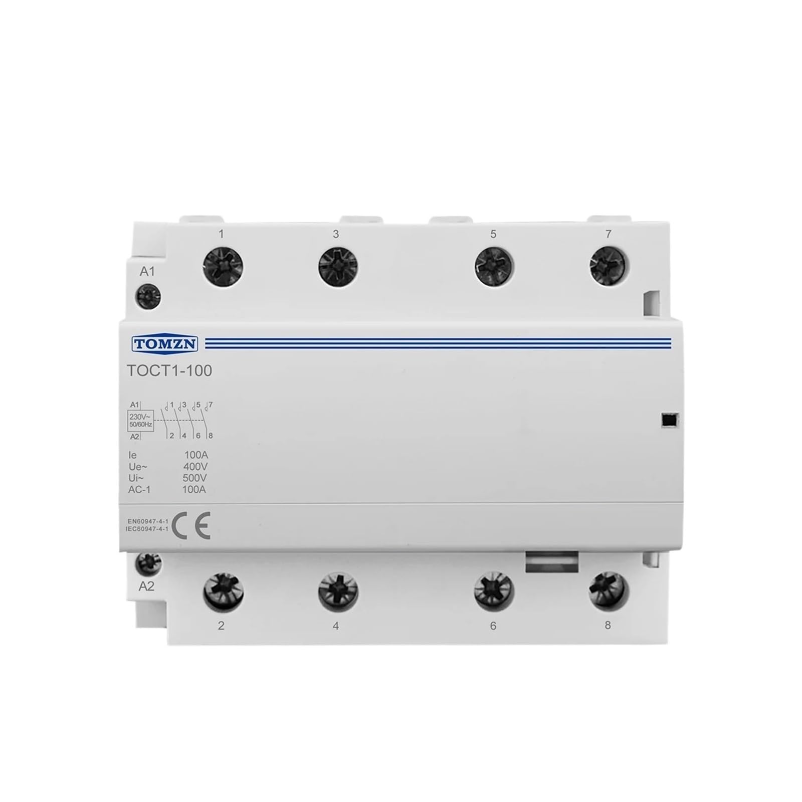 SJJBVPYX TOCT1-100 4P 100A 4NO 400V 50/60HZ rail Modular contactor 4NO or 2NO 2NC 230V(2NO 2NC)