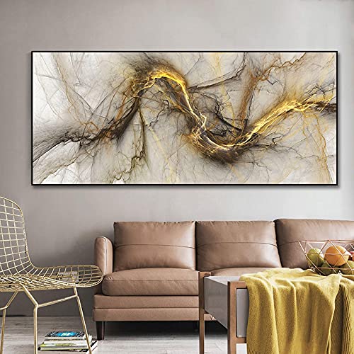 Affiche moderne or et noir pour salon | Cadre de vie chaleureux et design 60x120 cm