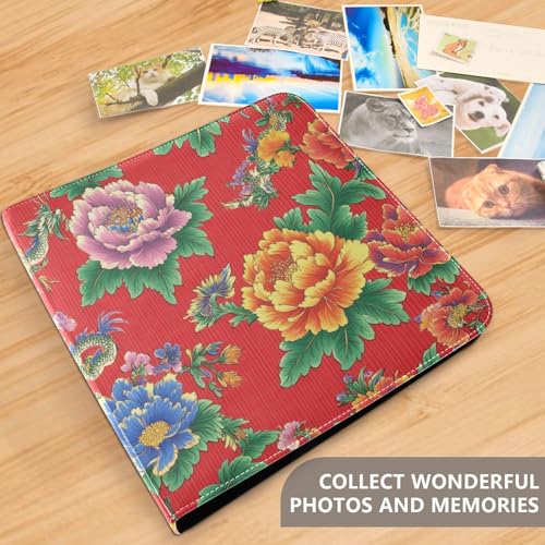 Álbum de Fotos Scrapbook Adhesivo DIY Flores de Peonía Roja Binder de 3 Argollas 40 Páginas 8x10 para Memorias miniatura 5