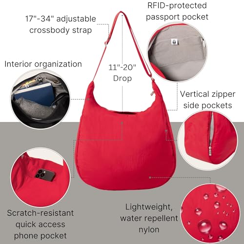 Image of Baggallini Swift Hobo Crossbody Bag for Women - Lightweight 15.7 inchx16 inch Travel Purse Handbag Hobo Bag