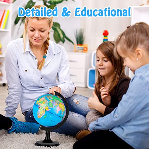 Wizdar-55-World-Globe-for-Kids-Learning-Educational-Rotating-World-Map-Globes-Mini-Size-Decorative-Earth-Children-Globe-for-Classroom-Geography-Teaching-Desk-Office-Decoration-55-inch