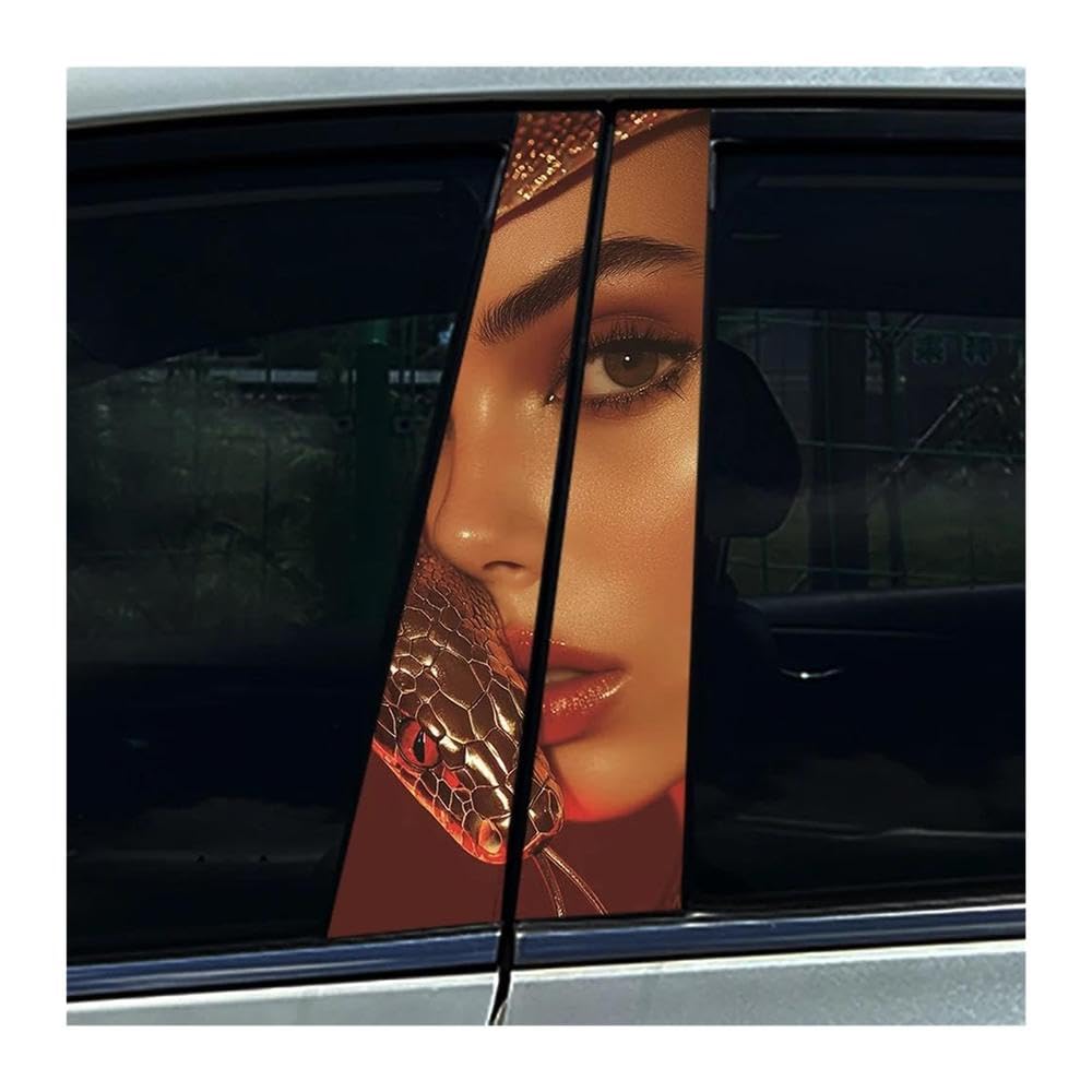Body Parts 2PCS Auto Center Column Waterproof Decals Miss Lady Beauty Snake Car B-Pillar Stickers(C)