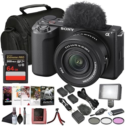 Sony ZV-E10 II Mirrorless Vlogging Camera Kit with 16–50 mm OSS Lens (ZVE10M2KB) – 26 MP APS-C Sensor | 64GB Memory Card, Filter Kit, Photo Software, Bag, 2 x NP-FZ100 Battery and More