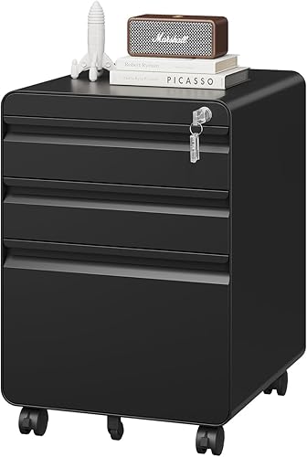 Miniatura 33 de Archivador de 2 cajones con cerradura, archivador de metal debajo del escritorio para tamaño carta/legal/A4, gabinete móvil de oficina en casa