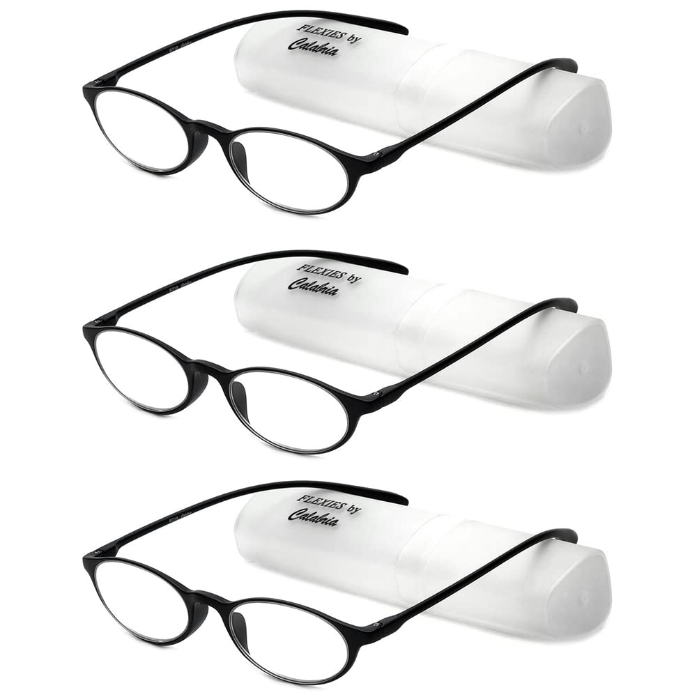 Calabria 719 Flexie Oval Flexible Reading Glasses Men Women Trendy Bendable Readers Lightweight TR 90 Frame Durable Eyeglass