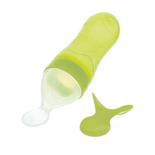 Nuby Garden Fresh - Alimentador de silicona con cuchara y cubierta higiénica, los colores pueden variar, Verde