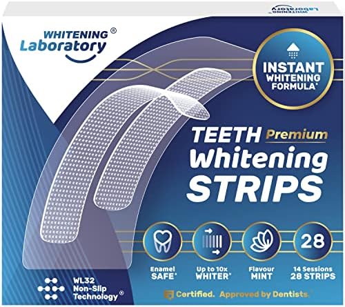 Professional Teeth Whitening Strips - 14 Sessions - Safe for Enamel - 28 Hydrogen Peroxide Strips - Removes Deep Stains