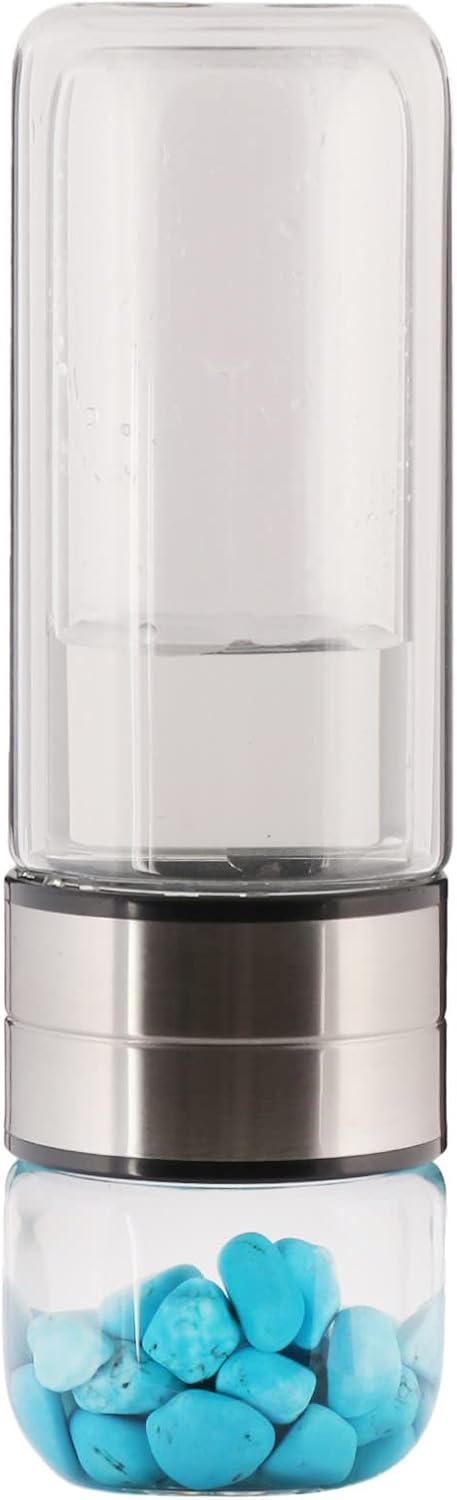 GEMHUB Crystal Water Bottle Set | Genuine Blue Turquoise Nuggets Gemstones | Drink Gem Infused Water