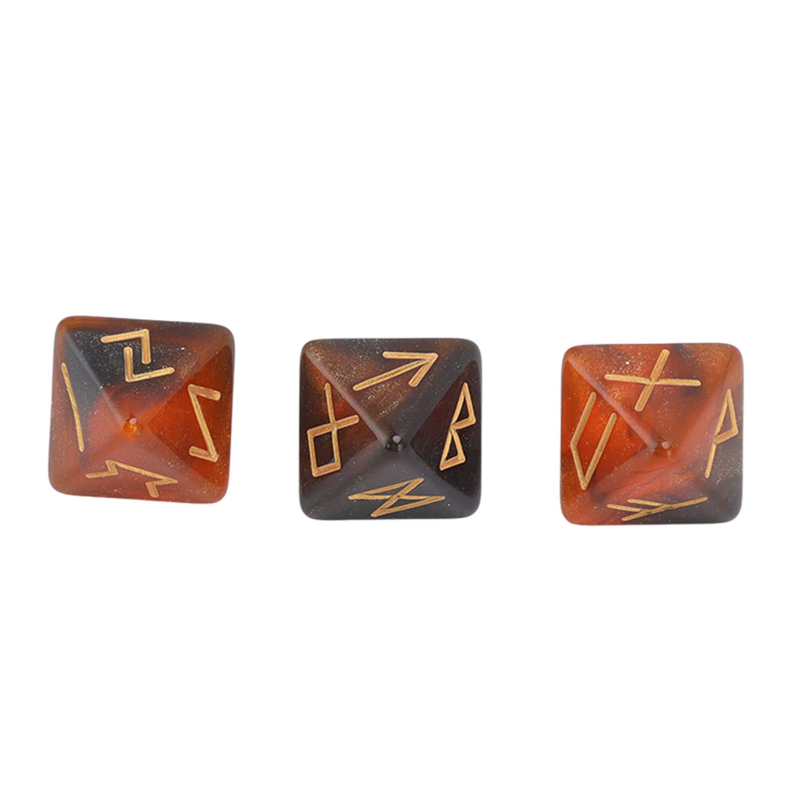 Rune Dice Set, 3Pcs 8 Sided Astrology Polyhedral Dice Dnd Dice with Vivid Colors Fun Learning for Adults (Black Gold)