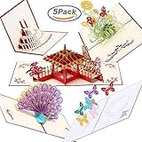 3D Happly Birthday Handmade Pop Up Greeting cards for Xmas Thanksgiving Festival Birthday Anniversary Holiday Cards 5 Pack