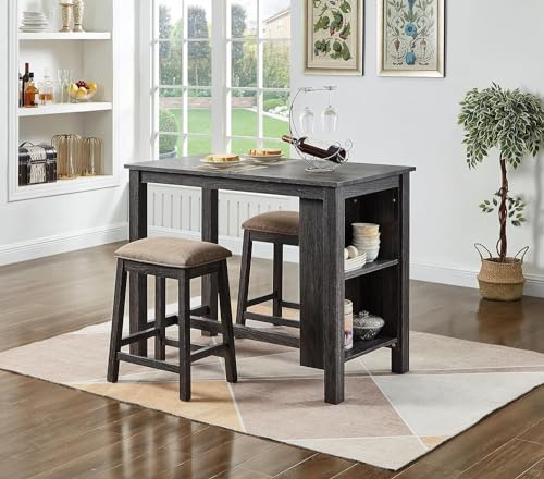Set de 2 Butacos sin Respaldo de 24 pulgadas - Gris, Patas de Madera, Asiento de Tela miniatura 4