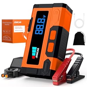 JDMCAR Starthilfe Powerbank für Pkw, 5000A 12V Auto Starthilfe Powerbank, Jumper Starter Powerbank mit LCD Bildschirm & LED Taschenlampe, Autobatterie Booster, für bis zu 9L Benzin & 8.5L Diesel MB