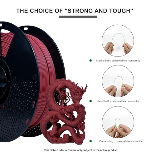 Image of iBOSS Matte PLA PRO Filament 1.75mm Dark Red 1KG, High Toughness 3D Printer Filament Upgraded PLA Plus Filament, PLA+ 3D Printer Filament Dimensional Accuracy + /- 0.02mm, Matte Dark Red 02