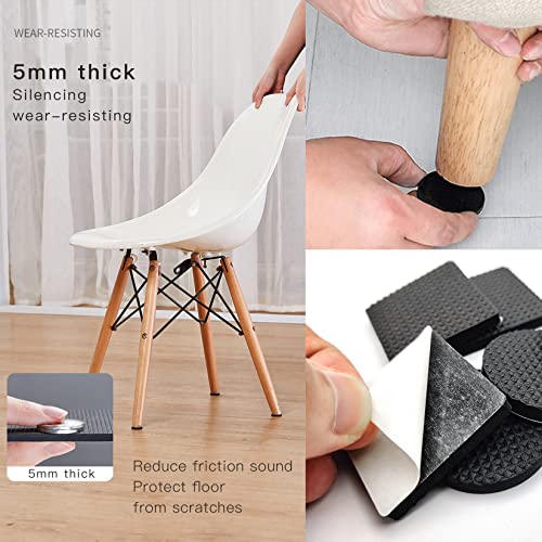 60 Pcs Furniture Pads Non Slip, Self Adhesive Rubber Feet Floor Protectors, Non Skid Furniture Legs Pads, Furniture Grippers(30Xround, 30Xsquare) For Chair Legs, Hardwood Floor Protectors Pads #TOP4