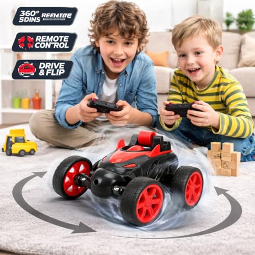 Image of 360 Rotating RC Stunt Car for Kids, USB Rechargeable Remote Control Toy Car with Double-Sided Driving, 4-Wheel Drift & Spin Action, Indoor Outdoor Racing Toy for Boys & Girls