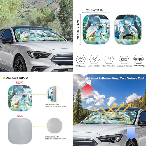 Image of Driving Turtle 6 Pack Car Windshield Sun Shade for Kids Side Window Curtain Protector Reflect UV Sun and Heat Easy Installation for Most Sedan Automotive Interior Accessories