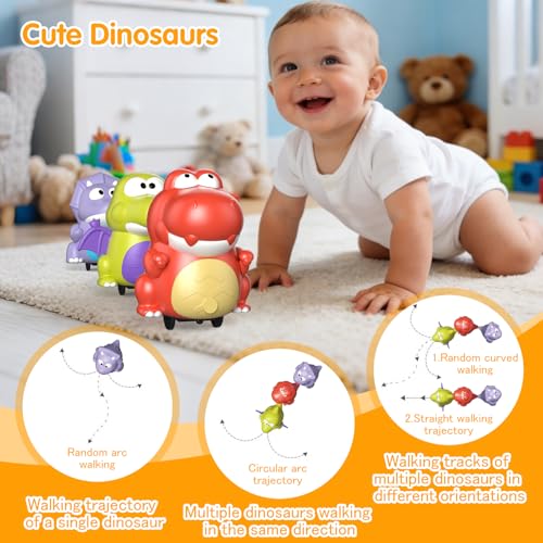 Topsolid Baby Tummy Time Dinosaur Toys 18 24 36 Months, Baby Crawling Toys, Toddler Moving Walking Dinosaurs Montessori Toys for 2 3 4 5 6 Year Old, Infant Boy Girl Birthday - image 3