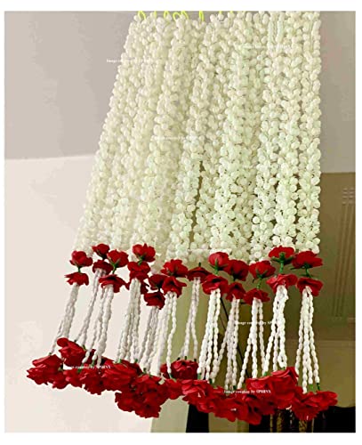 Sphinx Artificial Jasmine Buds & Clustered Rose Strings (Off White, Pack Of 6,2.5 Ft Each) (Off White, 6) #TOP4