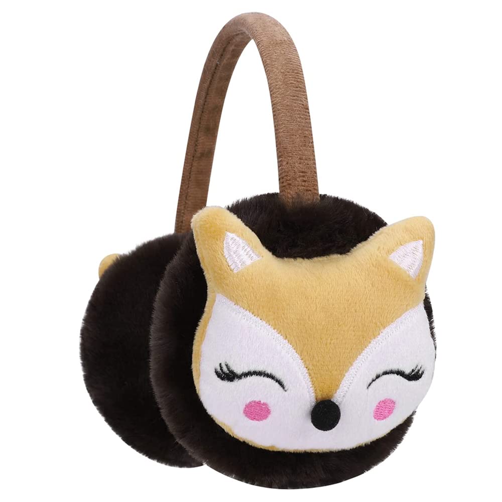 iNszkoos Kids Furry Winter Earmuffs Cute Fox Plush Warmer Windproof Outdoor Ear Protector Earflap Cartoon Soft & Warm Ear Muffs for Boys Girls Baby Toddlers Cold Weather