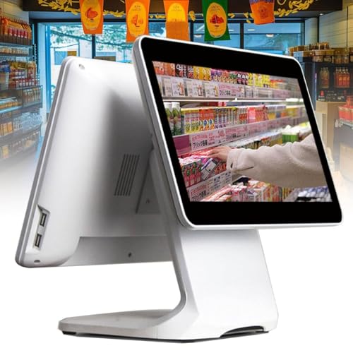 Caja registradora inteligente con pantalla táctil 15,6' y pantalla para clientes 13,3', monitor LCD efectivo todo uno con ángulo ajustable para comercios minoristas, restaurantes