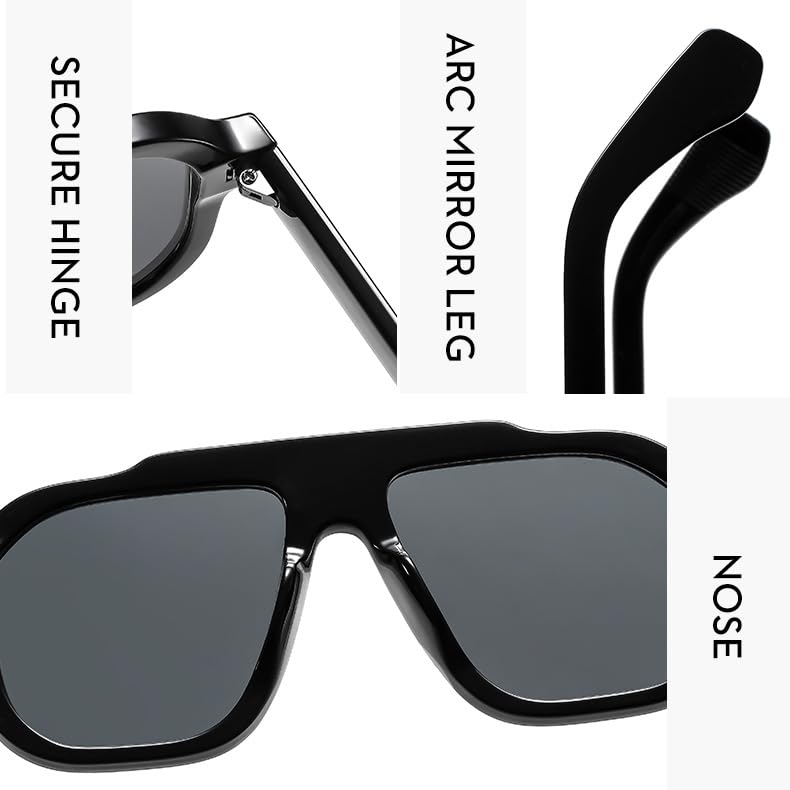 bullabulling Retro Oversized Pilot Sunglasses For Women Men Fashion Flat Top Sun Glasses Large Lenses Shades3