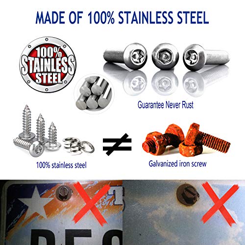 Zxfoog QM-ANTI THEFT LICENSE PLATE SCREWS-JT+PT Anti Theft License Plate Screws- Stainless Steel Bolts Fasteners Kits For Car Tag Frame Holder, Tamper Resistant Mounting Hardware,1/4"(M6) Security Screw Set,Rust Proof,Chrome Screw Caps Cover thumb #1
