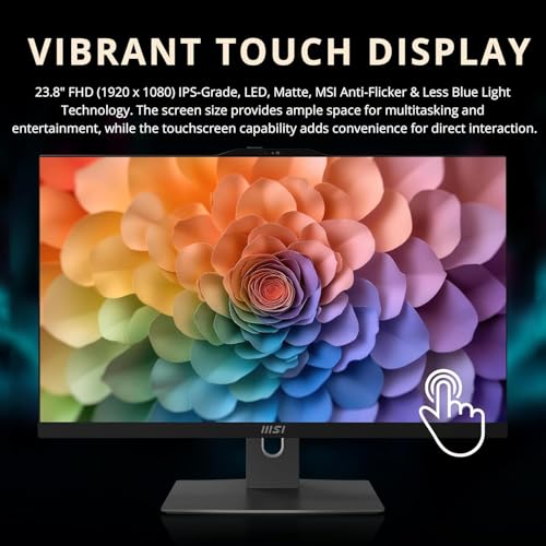 Image of msi Modern 23.8 inch Touchscreen Business All-in-One AI Desktop, Intel Core 7-150U, 32GB DDR5, 1TB SSD+1TB HDD, FHD Camera, Wi-Fi 6E, HDMI, USB-C, Wireless Keyboard & Mouse, Windows 11 Pro